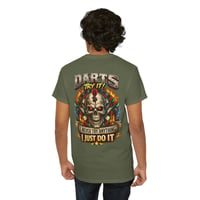 Image 4 of Darts Graphic T‑Shirt – Funny Dart Player Tee with Bold Flame Dartboard Design