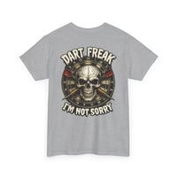 Image 3 of Dart Freak “I’m Not Sorry” T‑Shirt – Skull Dartboard Graphic Tee for Dart Players