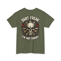 Image 4 of Dart Freak “I’m Not Sorry” T‑Shirt – Skull Dartboard Graphic Tee for Dart Players