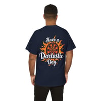 Image 5 of Have a Dartastic Day T‑Shirt – Flaming Dartboard Graphic Tee for Dart Players
