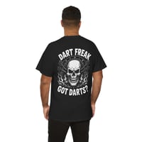 Image 2 of Dart Freak T-Shirt 'Got Darts?' Skull & Flames Dartboard Tee