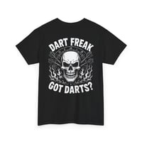 Image 1 of Dart Freak T-Shirt 'Got Darts?' Skull & Flames Dartboard Tee