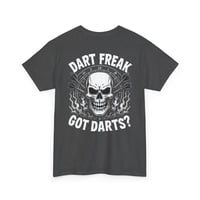 Image 4 of Dart Freak T-Shirt 'Got Darts?' Skull & Flames Dartboard Tee