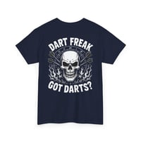 Image 5 of Dart Freak T-Shirt 'Got Darts?' Skull & Flames Dartboard Tee
