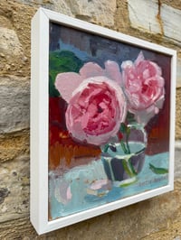 Image 3 of Pink roses in mustard jar 22cm x 22cm