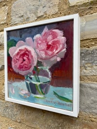Image 4 of Pink roses in mustard jar 22cm x 22cm