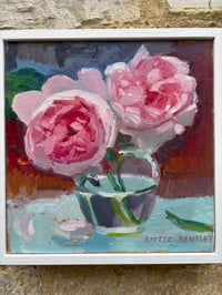 Image 5 of Pink roses in mustard jar 22cm x 22cm