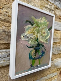 Image 3 of White roses in glass vase  20cm x 26cm