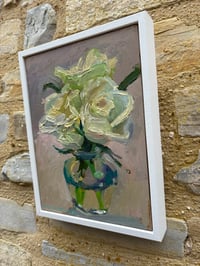 Image 4 of White roses in glass vase  20cm x 26cm