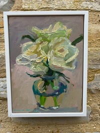 Image 5 of White roses in glass vase  20cm x 26cm