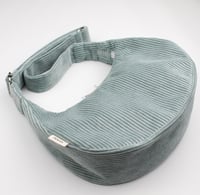 Image 1 of Sac croissant • velours côtelé bleu