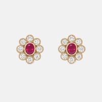 Victorian Ruby Halo Stud