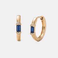 Image 1 of Crescent Blue Sapphire Huggie 