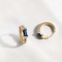 Image 2 of Crescent Blue Sapphire Huggie 