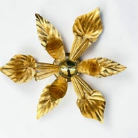 Image 1 of Grande applique murale fleur en métal doré à la feuille vintage Applique flor...