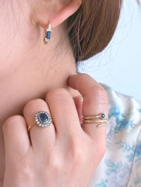 Image 4 of Crescent Blue Sapphire Huggie 