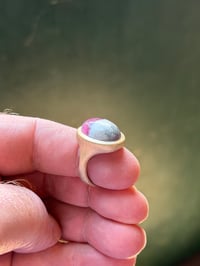 Image 3 of Bi-Color Cat’s Eye Tourmaline Cabochon Ring, 14k Solid Gold