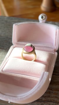 Image 4 of Bi-Color Cat’s Eye Tourmaline Cabochon Ring, 14k Solid Gold