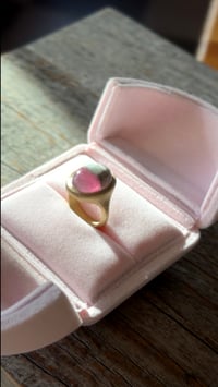 Image 6 of Bi-Color Cat’s Eye Tourmaline Cabochon Ring, 14k Solid Gold