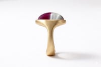 Image 8 of Bi-Color Cat’s Eye Tourmaline Cabochon Ring, 14k Solid Gold