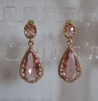 Image 1 of Kate Middleton Princess of Wales Inspired Replikate Peach Crystal Drop Earrings