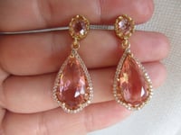 Image 5 of Kate Middleton Princess of Wales Inspired Replikate Peach Crystal Drop Earrings