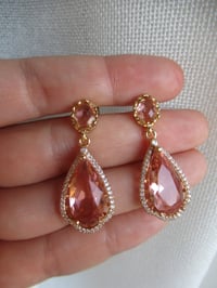 Image 6 of Kate Middleton Princess of Wales Inspired Replikate Peach Crystal Drop Earrings