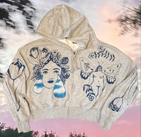 Image 1 of "Moon and Heart" Large zipper hoodie
