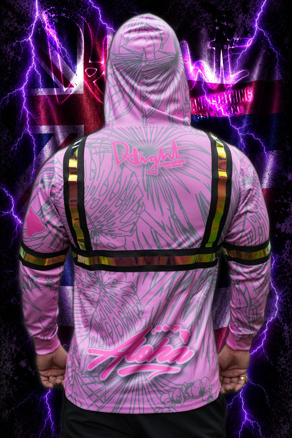 Hooded Longsleeve - Aloha Islands Pink/Gray Tropix High Viz.