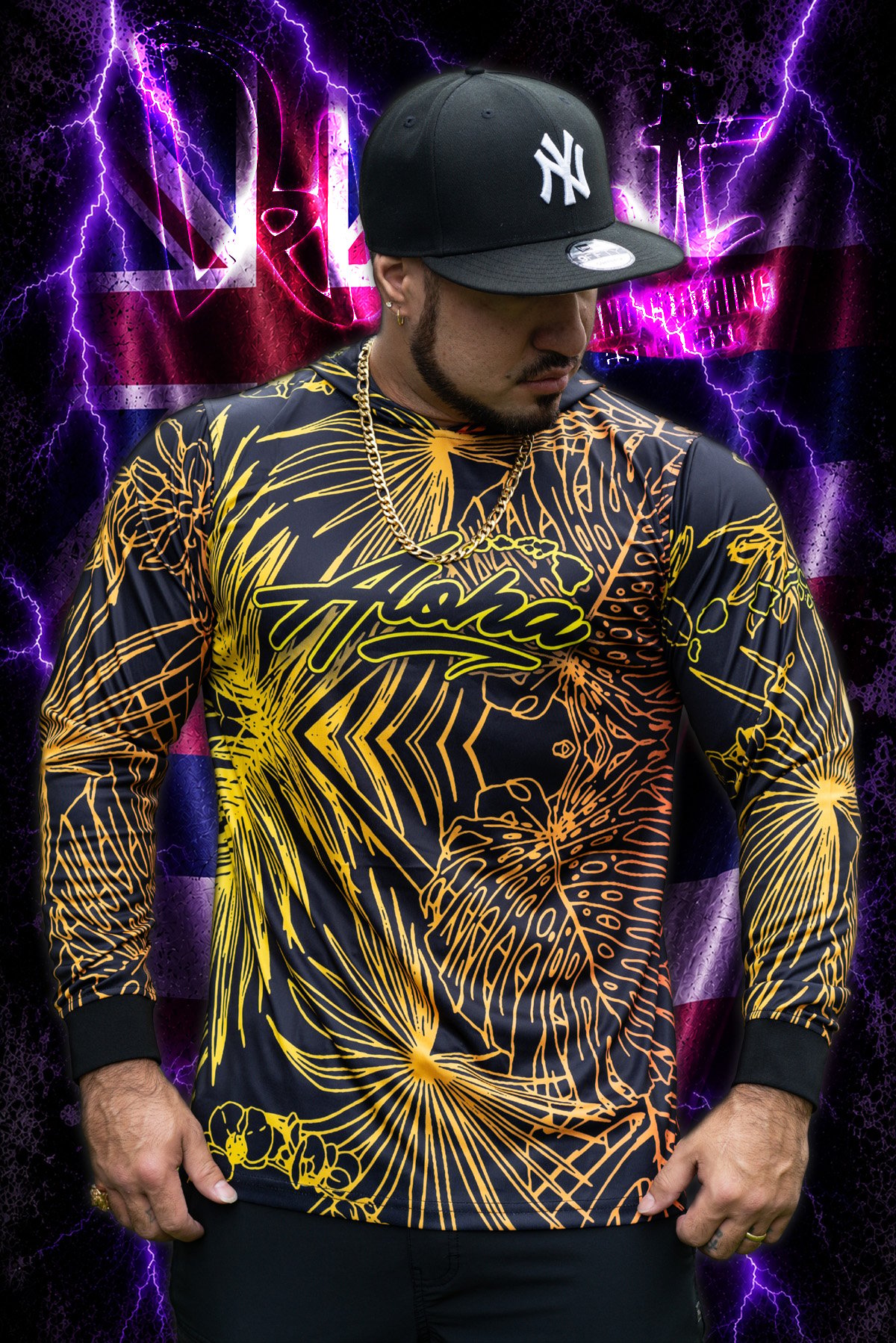 Athletic Gold Tropix Gradient - Long Sleeve with Hood