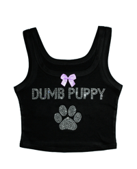 Image 3 of DUMB PUPPY RHINESTONE SCOOP NECK TOP