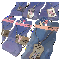 Image 1 of deadstock 2005 happy bunny dog tag necklace