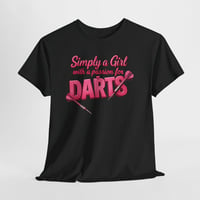Image 1 of Girl With a Passion for Darts T‑Shirt Cute Dart Player Tee for Women Fun Darts Graphic Shirt