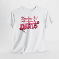Image 3 of Girl With a Passion for Darts T‑Shirt Cute Dart Player Tee for Women Fun Darts Graphic Shirt