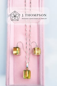 Image 1 of Pixel Cut Lemon Quartz Necklace & Earring Suite