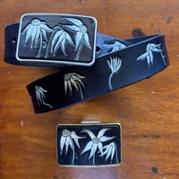 Image 4 of BLACK FLANNEL FLOWER BELT BUCKLE 