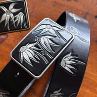 Image 1 of BLACK FLANNEL FLOWER BELT BUCKLE 