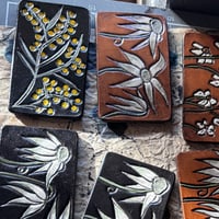 Image 4 of ANTIQUE BROWN FLANNEL FLOWER BELT BUCKLE 