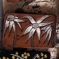 Image 3 of ANTIQUE BROWN FLANNEL FLOWER BELT BUCKLE 