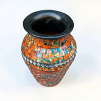Image 3 of Vase en mosaïque et verre vintage  décoration bohème chic - Pot en mosaïque vintage