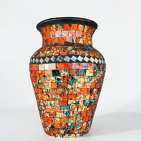 Image 2 of Vase en mosaïque et verre vintage  décoration bohème chic - Pot en mosaïque vintage