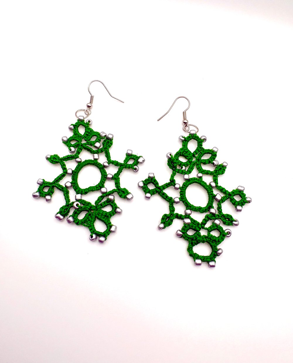 Image of Green & Silver “We’re Not Evil We Swear” Magic School House Earrings