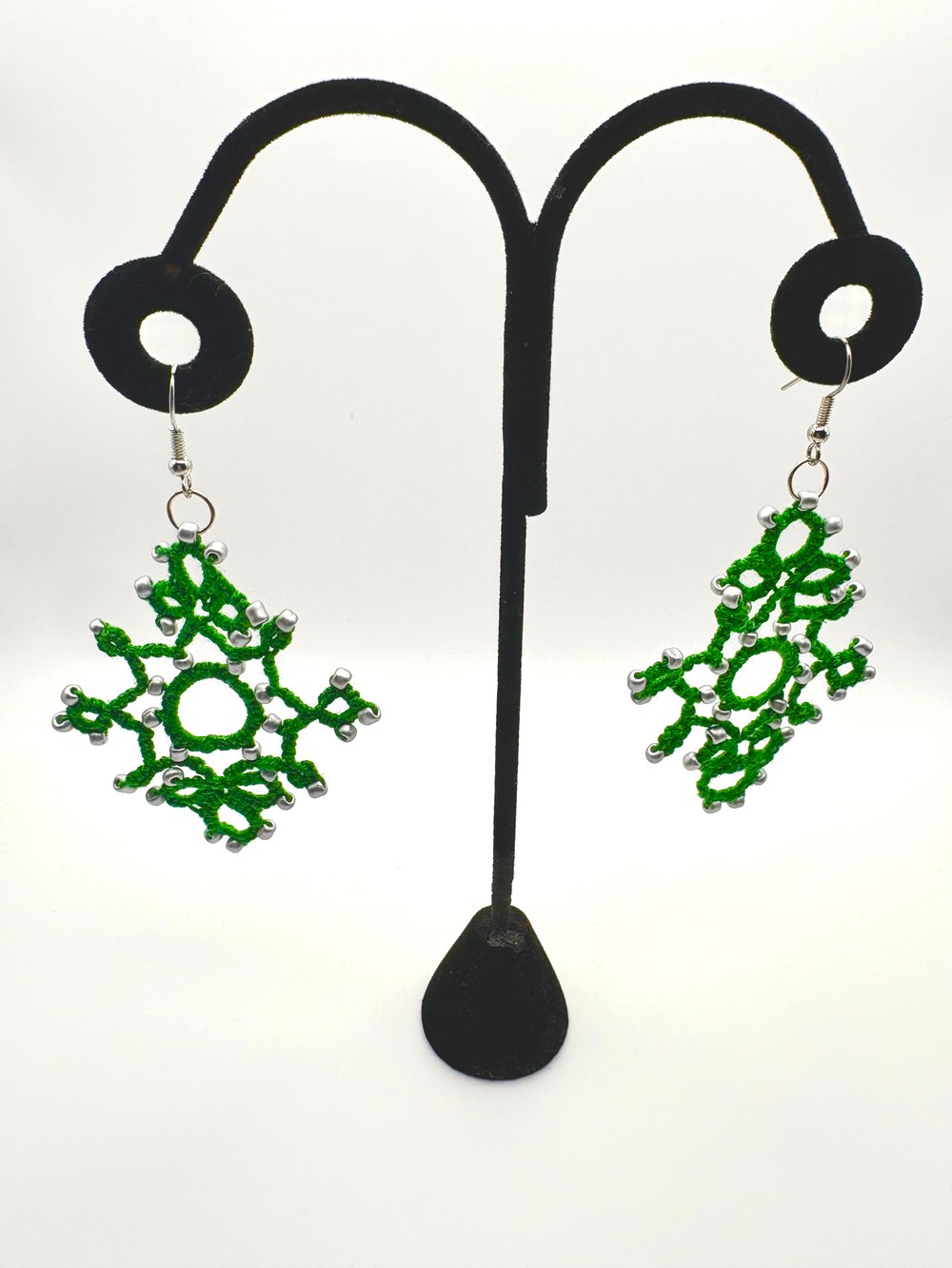 Image of Green & Silver “We’re Not Evil We Swear” Magic School House Earrings