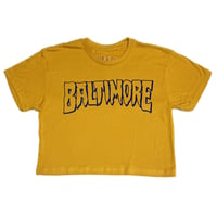 Image 1 of Spoopy Baltimore Crop Top Mustard/Purple