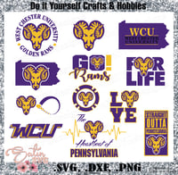 Image 1 of West Chester Rams University  Designs. SVG Files, Cricut, Studio, Digital Cut Files
