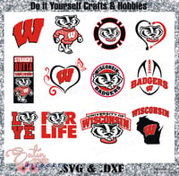 Image 1 of Wisconsin Badgers University Designs. SVG Files, Cricut, Studio, Digital Cut Files