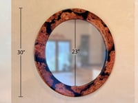 Image 2 of Cherry Burl Wood Wall Mirror: Round Rustic Handmade Mirror, 30 inch
