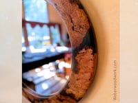 Image 4 of Cherry Burl Wood Wall Mirror: Round Rustic Handmade Mirror, 30 inch
