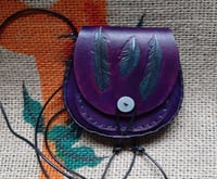 Image 1 of Tiny gathering purse with crow feathers