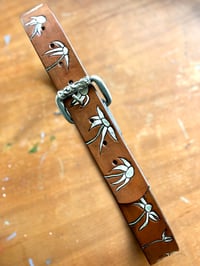 Image 2 of BLACK OR ANTIQUE BROWN ‘PAINTED’ FLANNEL FLOWER BELT